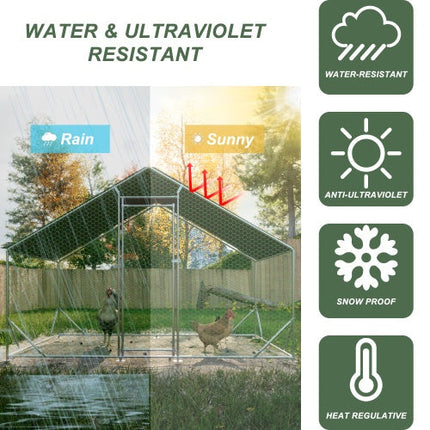 Large Metal Chicken Coop, Walk-in Chicken Run,Galvanized Wire Poultry