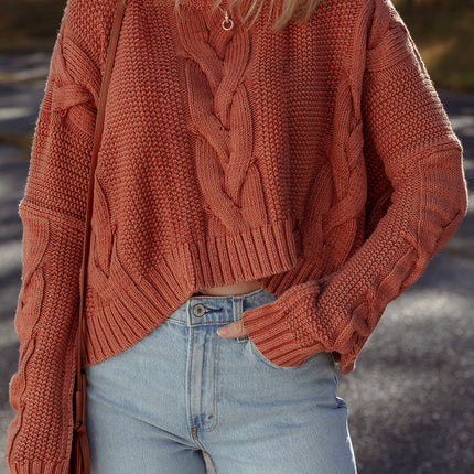 Textured Chunky Knit Long Sleeve Sweater