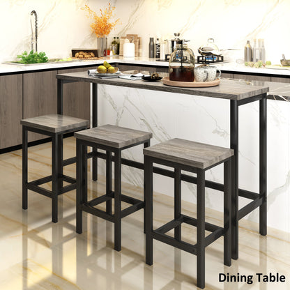 TOPMAx Counter Height Extra Long Dining Table Set With 3 Stools Pub