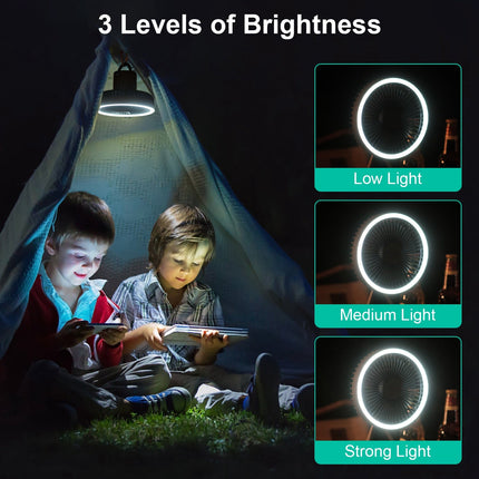 Camping Fan With Lantern Rechargeable Battery Powered Portable Tripod