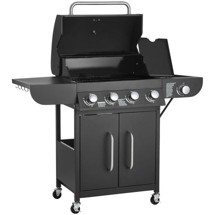 Gas Grill, 4 Burner Propane Gas Grill With Side Burner, 425 SQ.In
