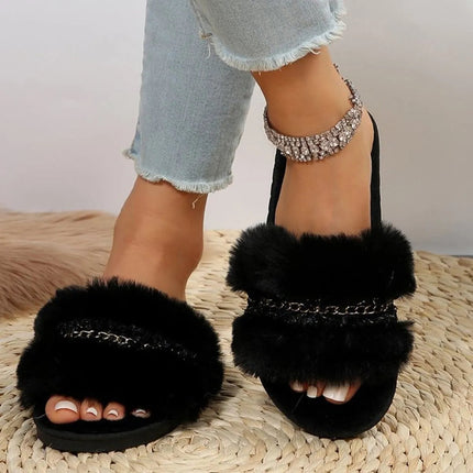 Open Toe Fuzzy Slippers