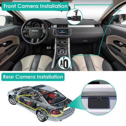 2K Car DVR 3 Channel Dash Cam Camcorder Camera Recorder With 140