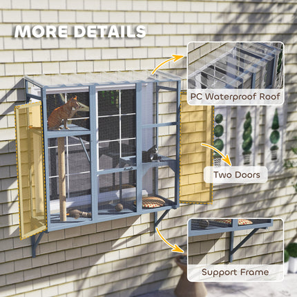Catio Outdoor, Window Catio For 2-3 Large Indoor Cats W 2 Jumping