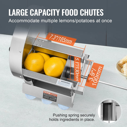 Manual Vegetable Fruit Slicer, 0-0.5'/0-12mm Thickness Adjustable