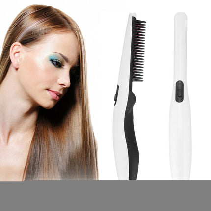 Negative Ion Hair Straightener Styling Comb Hot Comb Press Beard Brush