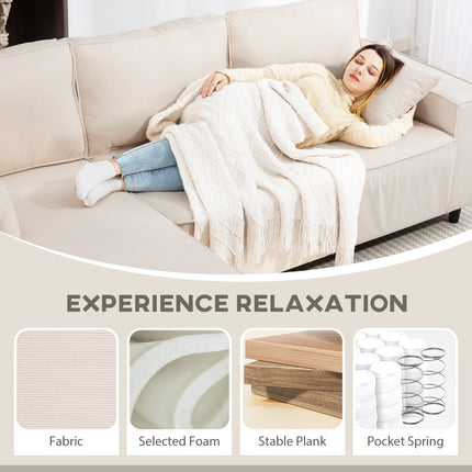 Corner Sofa With Reversible Chaise Lounge, Corduroy L-Shaped Sectional