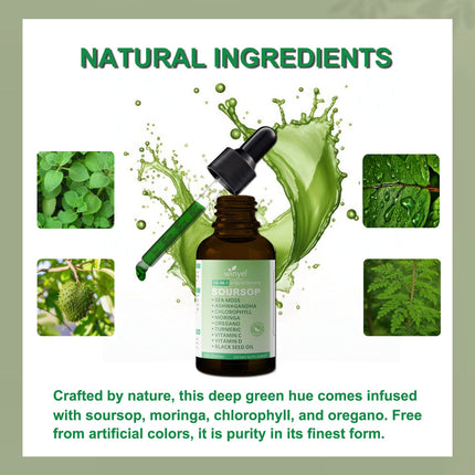 Soursop Drops 10-in-1 With Seaweed, Moringa, Black Seed Oil, Oregano,