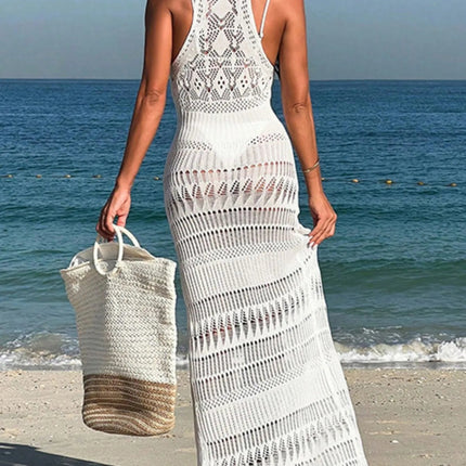 Crochet Sleeveless Split Cover-Up Maxi Dress