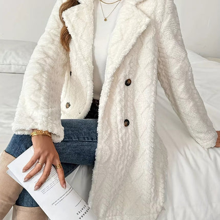 Fleece Double-Breasted Longline Coat