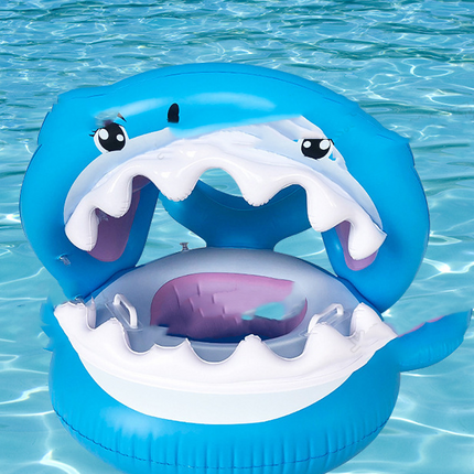 Inflatable Swimming Ring For Kids With Awning Shark Seat