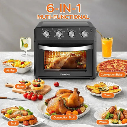 27.5QT 6-in-1 Air Fryer Toaster Oven Dropdown-Door 6-Slice Countertop