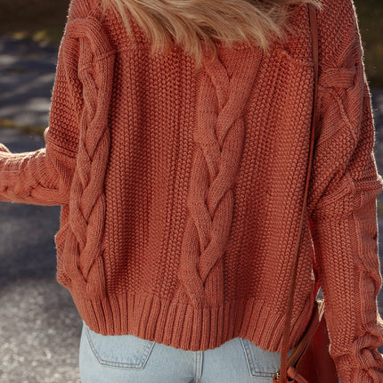 Textured Chunky Knit Long Sleeve Sweater