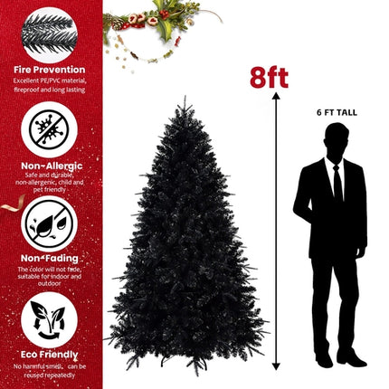 Prelit Black Christmas Tree With White Lights Artificial Fake
