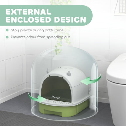 Covered Cat Litter Box with Lid, Scoop, Deodorizing Bags for Odor