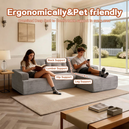 Right-Facing Chaise,L Shape Modular Sectional Sofa, Compressed