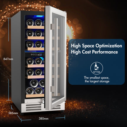 15 Inch Dual Zone Wine Cooler Refrigerator Wine Fridge