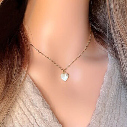 24K Natural Seashell Heart Necklace