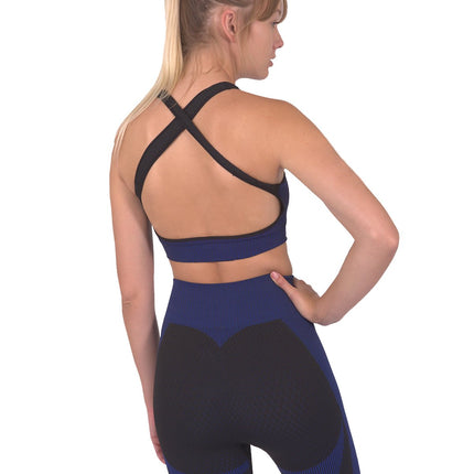 Trois Seamless Sports Bra - Black with Navy