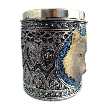 Retro Mug Stainless Steel 3D Wolf Drinking Cup