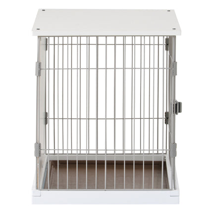 34" Length Elegant Wooden Structure White Dog Cage Crate Table