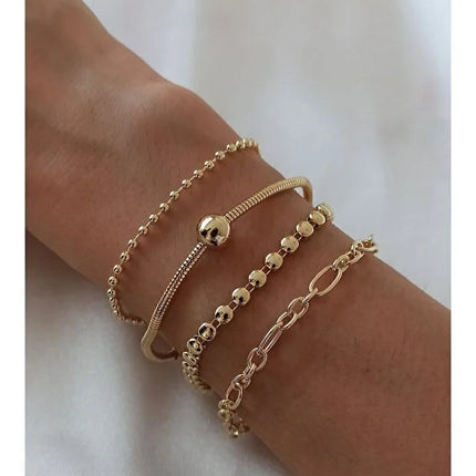 Bracelet Set Adjustable Four Piece Stackable Casual Street  Jewelry