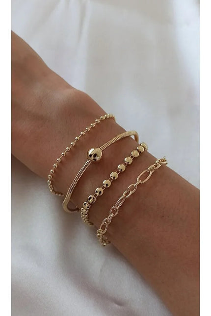 Bracelet Set Adjustable Four Piece Stackable Casual Street  Jewelry