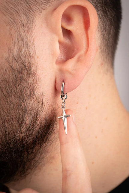 Men Stainless Steel Hoop Earrings Durable Modern Design Jewelry
