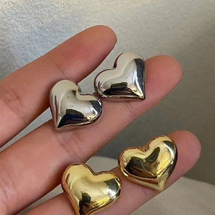 Silver Heart Earrings for Women Elegant Minimal Daily Jewelry