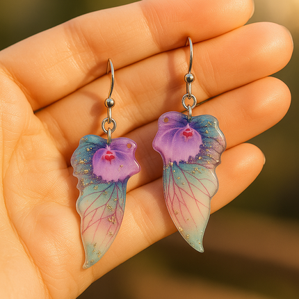 Fairy Butterfly Wings Earrings, Pale Turquoise