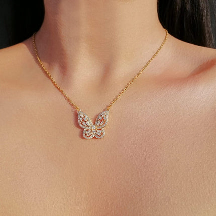 24K Butterfly Pendant Necklace