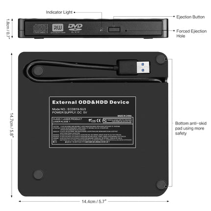 USB 3.0 External DVD Drive CD/DVD-RW Drive Writer