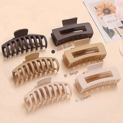 6 Piece Women Large Brown XL Hair Claw Clip Set Strong Hold Daily Use