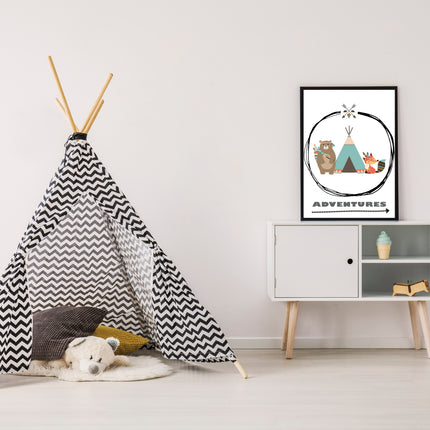 Poster "Adventures" black frame, A3 format