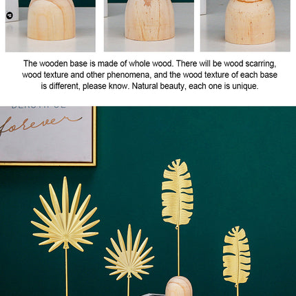 Nordic Golden Ginkgo Leaf Metal Ornaments Cabinet Porch Home Decor