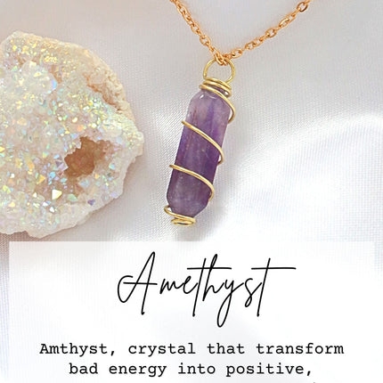 18K Double Ended Natural Healing Crystals Hand Wired Necklace