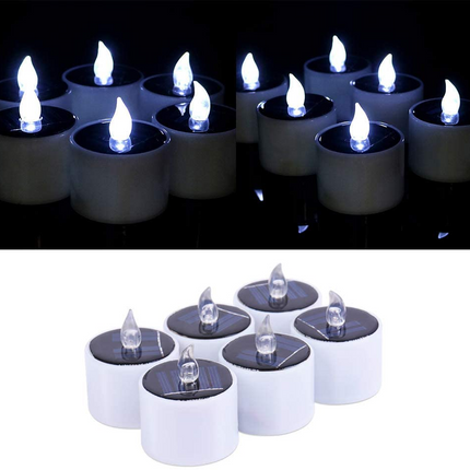 6PCS Waterproof Smokeless Solar Candles Lights Flame Light