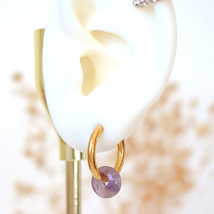 Removable Natural Crystals Beads | 24 Karats Hoop Earrings