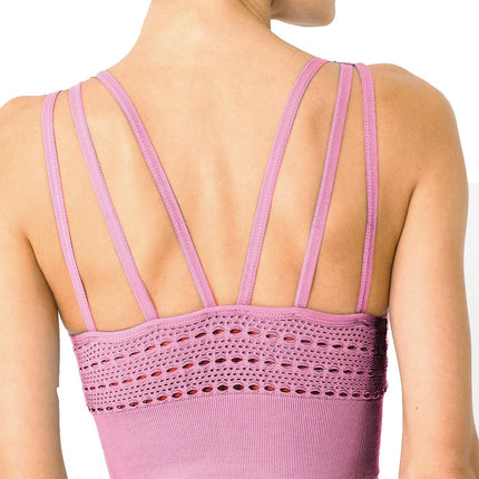 Mesh Seamless Bra with Cutouts - Pink