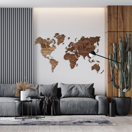 Wooden World Map Wall Art Home Decor Large Travel Map Wood Gift