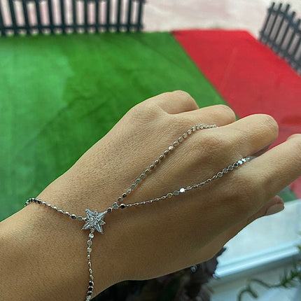 VIP Silver Sequin North Star Hand Chain Bracelet