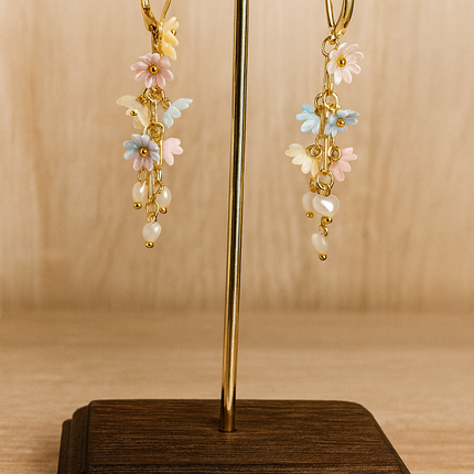 24K Gold Earrings with Floral Design, handmade