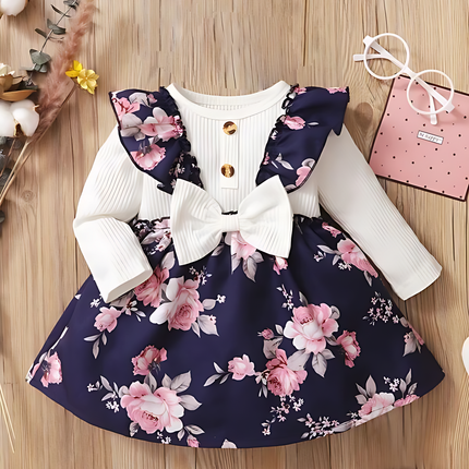 Girl's Lycra Floral Printed Baby Dress 1-2 Years