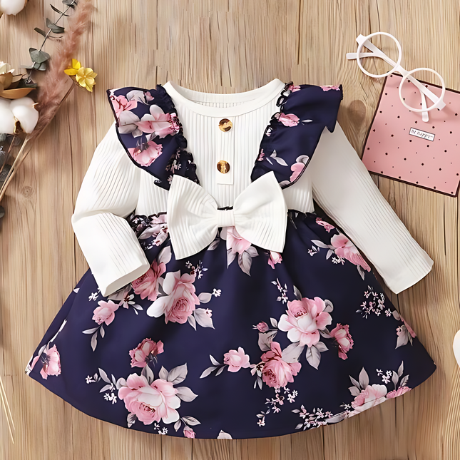 Girl's Lycra Floral Printed Baby Dress 1-2 Years