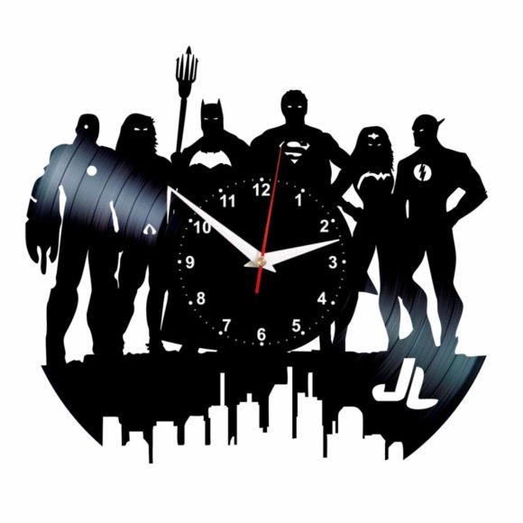 JUSTICE LEAGUE DC COMICS ART DECOR HANDMADE VINYL RECORD WALL CLOCK