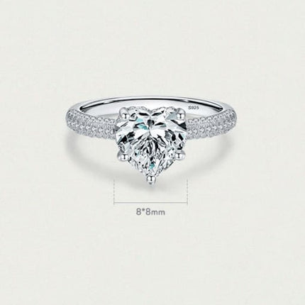 Heart Ice Crushed 925 Sterling Silver & 18 Karats Gold Plated Ring