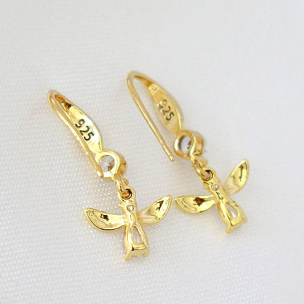 18 Karat Bee Hook Earrings