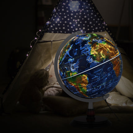 13in With Scale AR Constellation Light Embossed Globe Satellite