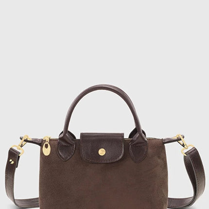 Brown Suede Versatile PU Leather Shoulder Bag for Women