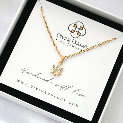 24 Karats Dainty Cannabis Leaf Necklace